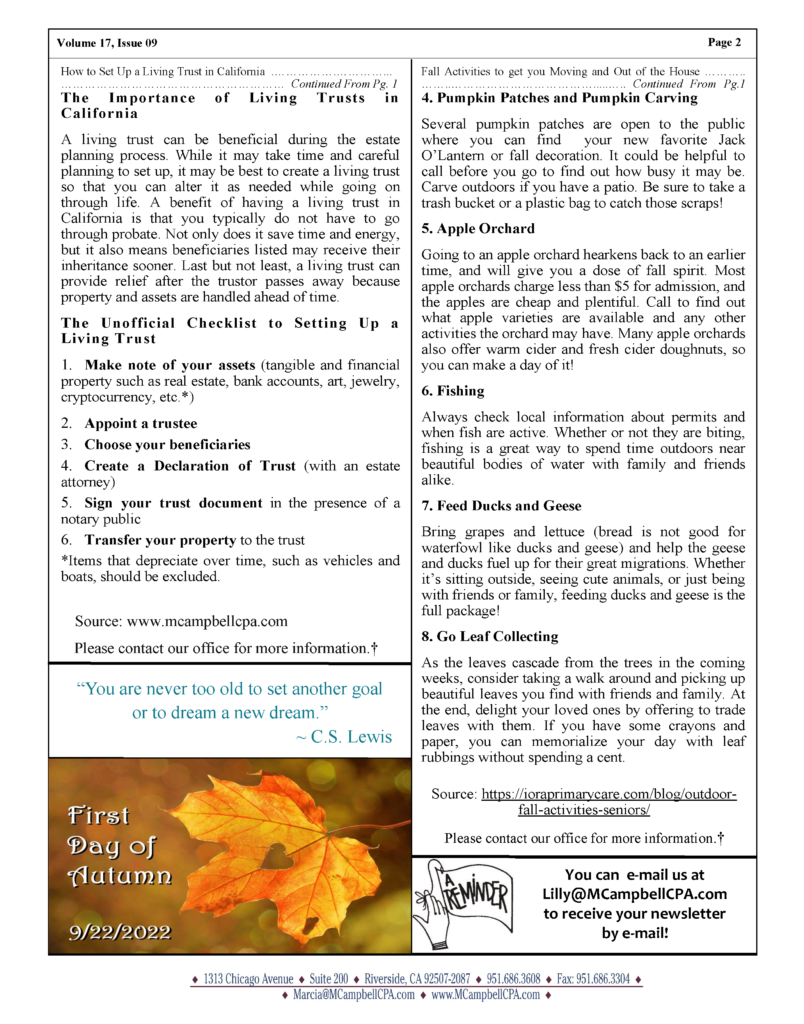Marcia Campbell Sept 2022 Newsletter Page 2