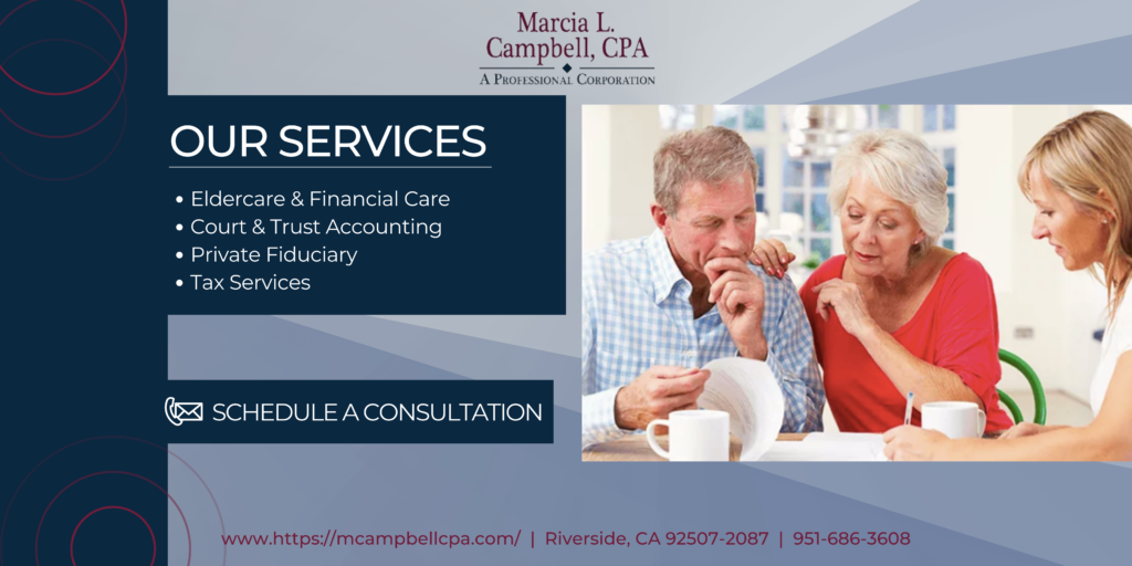 a family going over elder financial care services