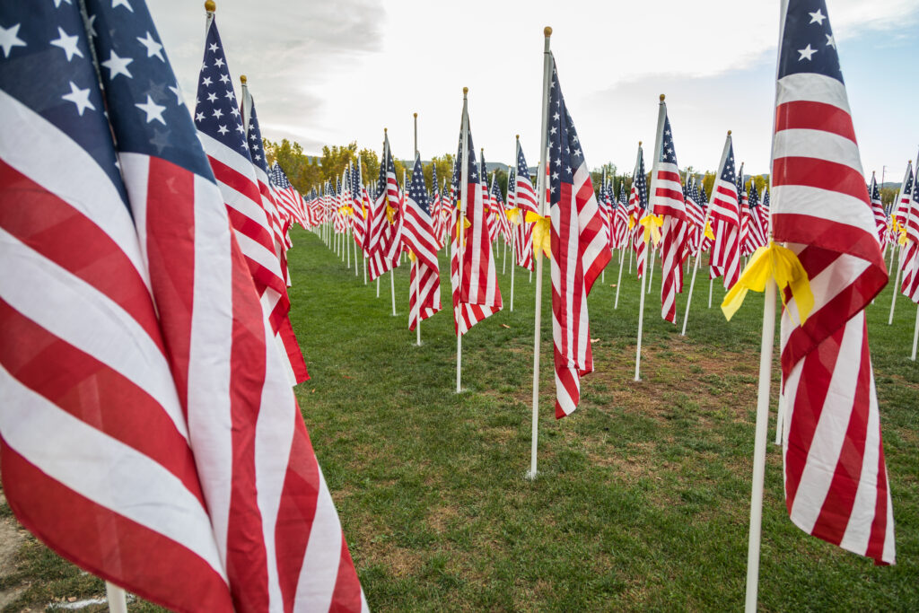A row of flags and a symbol of the sacrifice we understand first-hand.